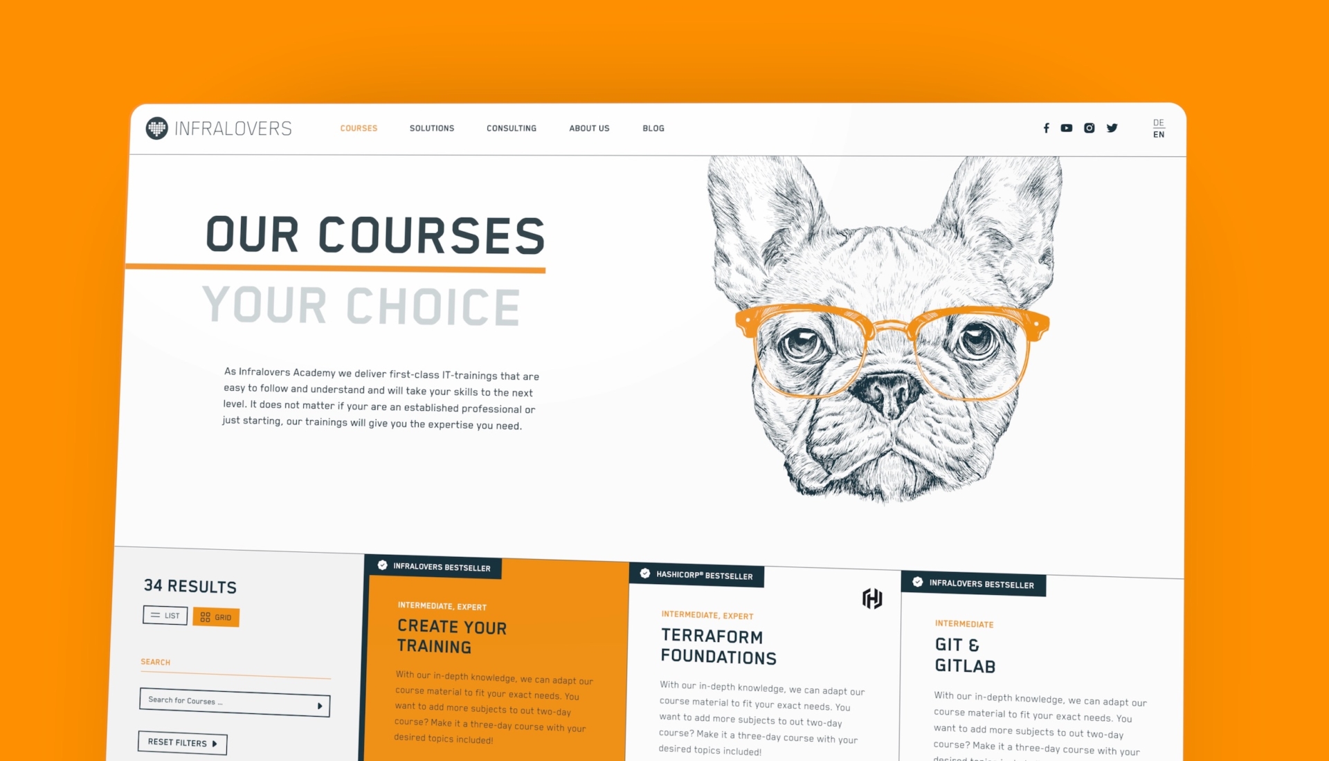 Infralovers Trainingsacademy, Screendesign
